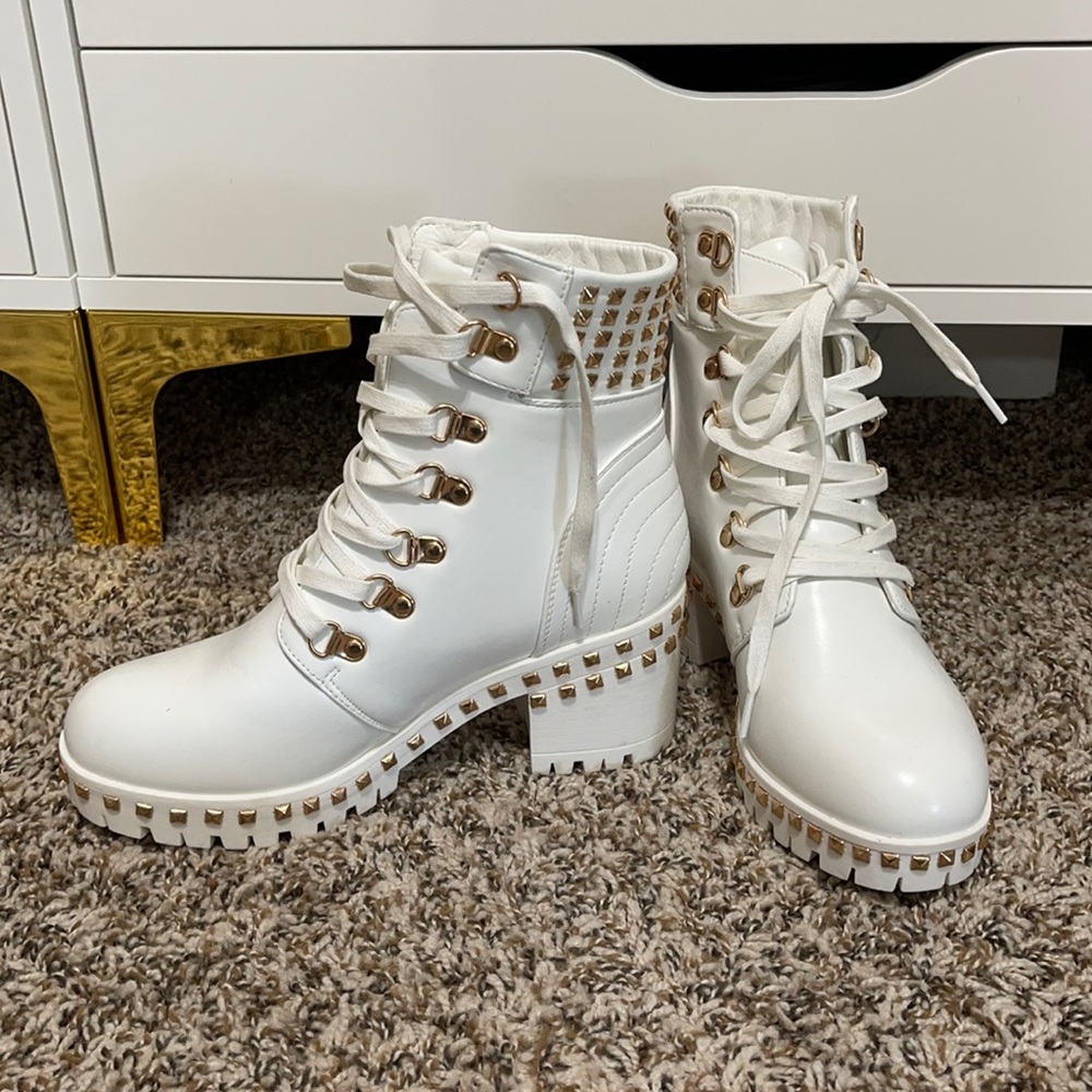 White Combat Boots